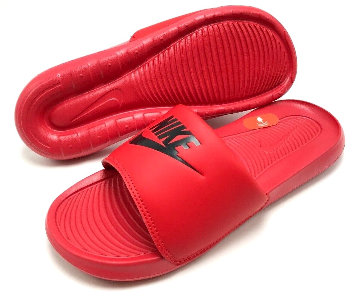 red nike sliders mens